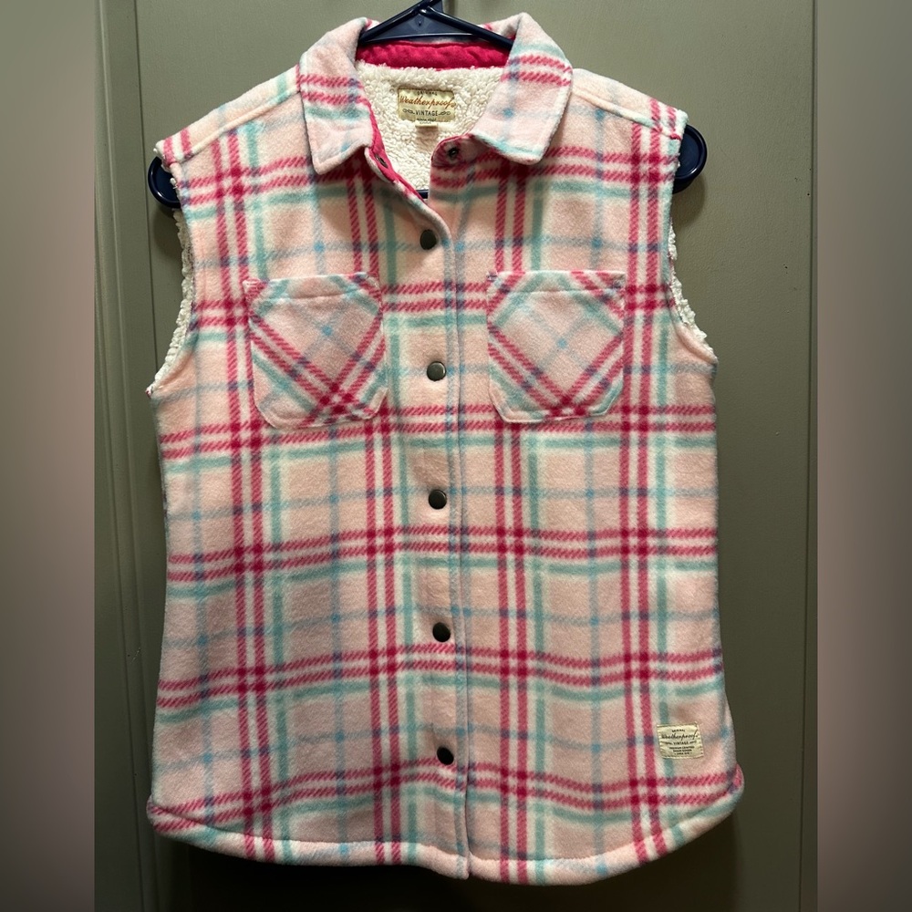 Weatherproof Vintage Size L (14/16) Girls’ Plaid Fleece Vest EUC